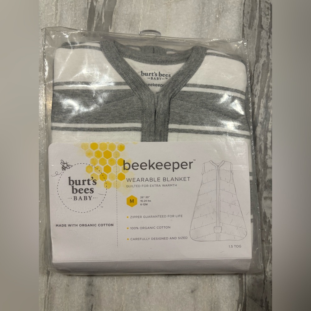 Burt’s Bees Baby Beekeeper Wearable Blanket Sleep Sack 1.5 TOG –Size M (6-12M)